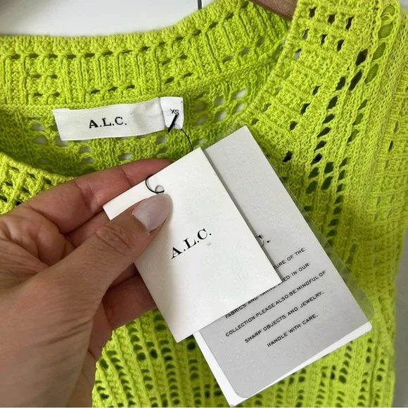 A.L.C. Monaghan Crochet Dress in Citronella - Picture 7 of 9